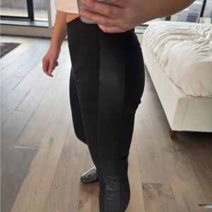 Black Leather Panel Pants